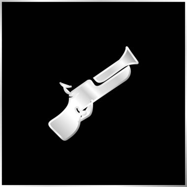 Blunderbuss Gun silver plated metallic icon clipart