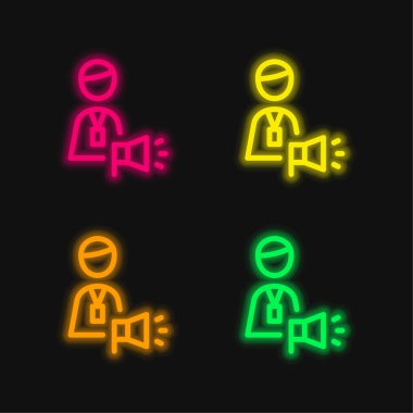 Reklam Ajansı Hesap Yöneticisi 4 renkli parlak neon vektör simgesi