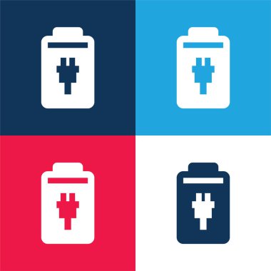 Pil mavi ve kırmızı dört renk minimal simge kümesi