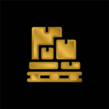 Boxes gold plated metalic icon or logo vector clipart