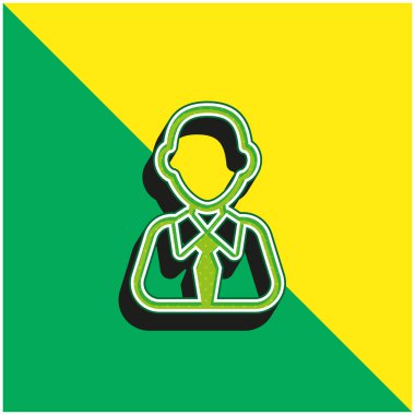 Kel İşadamı Yeşil ve Sarı 3D vektör simgesi