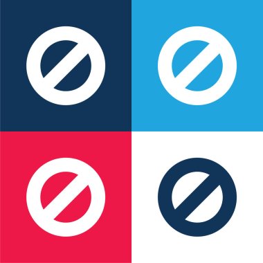 Block blue and red four color minimal icon set clipart