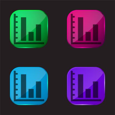 İş İstatistiklerinin Çubuk Grafiği 4 renk cam simgesi