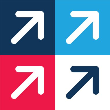 Ok mavi ve kırmızı dört renk minimal simge kümesi