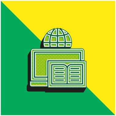 Kitap Yeşil ve Sarı Modern 3D vektör simgesi logosu