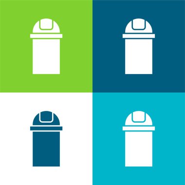 Banyo Çöp Kutusu Düz 4 renk simgesi seti