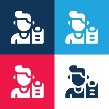 Oğlan mavi ve kırmızı dört renk minimal simge kümesi