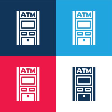 ATM mavi ve kırmızı dört renk minimal simge seti