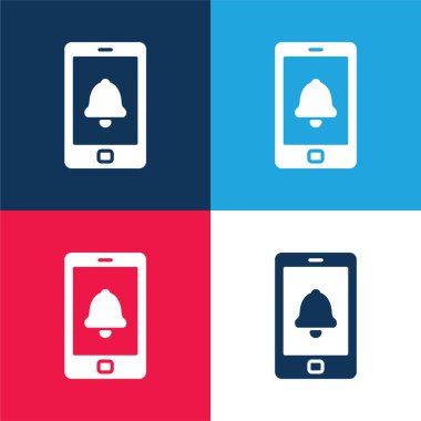 Alarm Telefonu mavi ve kırmızı dört renk en küçük simge seti