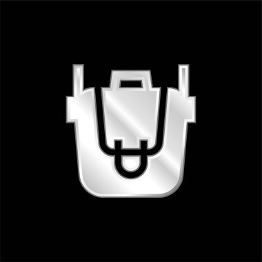 Sırt çantasında gümüş kaplama metalik simge