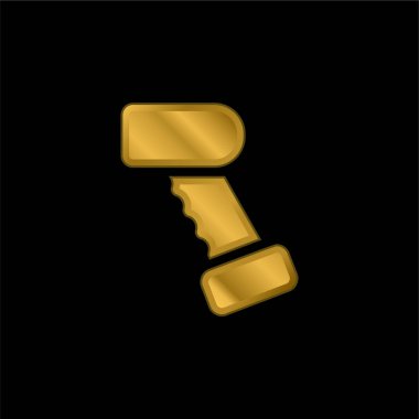 Barkod altın kaplama metalik simge veya logo vektörü