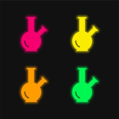 Dört renkli parlayan neon vektör simgesi