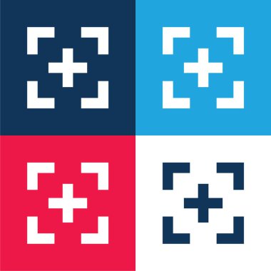 İşaretle mavi ve kırmızı dört renk minimal simgesi ekle