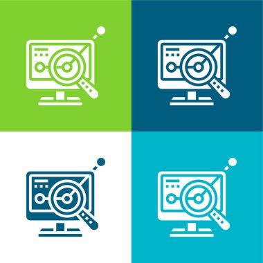 Analyst Flat four color minimal icon set clipart