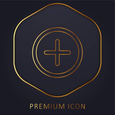 Add Circular Interface Button golden line premium logo or icon clipart