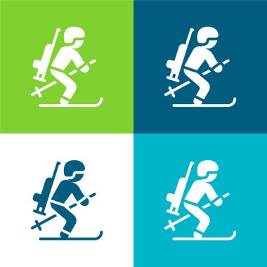 Biathlonist Flat four color minimal icon set clipart