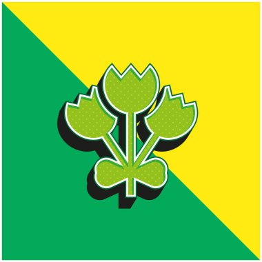 Buket Yeşil ve sarı modern 3D vektör simgesi logosu