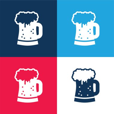 Bira mavi ve kırmızı dört renk minimal simge kümesi