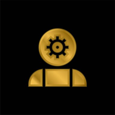 Yapay zeka altın kaplama metalik simge veya logo vektörü