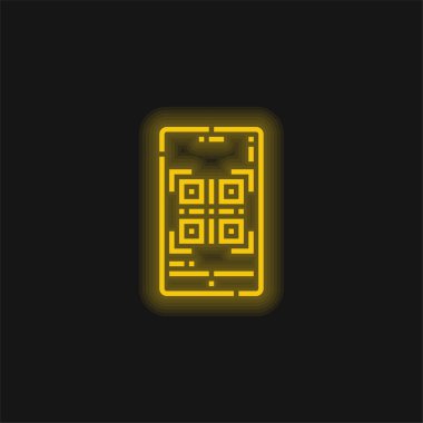 Barkod sarı parlayan neon simgesi