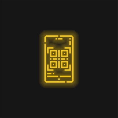 Barcode yellow glowing neon icon clipart
