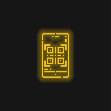 Barcode yellow glowing neon icon clipart