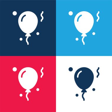 Balloon blue and red four color minimal icon set clipart