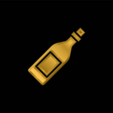 Şişe altın kaplama metalik simge veya logo vektörü