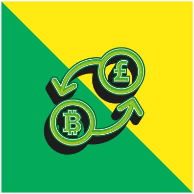 Bitcoin Pound Currency Exchange Rate Green and yellow modern 3d vector icon logo clipart