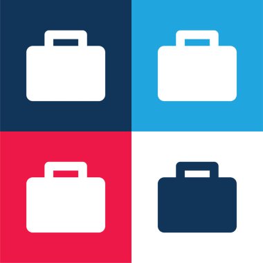 Black Suitcase blue and red four color minimal icon set clipart