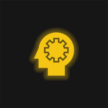 Brain Process yellow glowing neon icon clipart