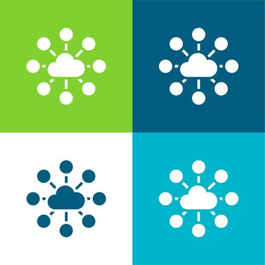 Big Data Flat four color minimal icon set clipart