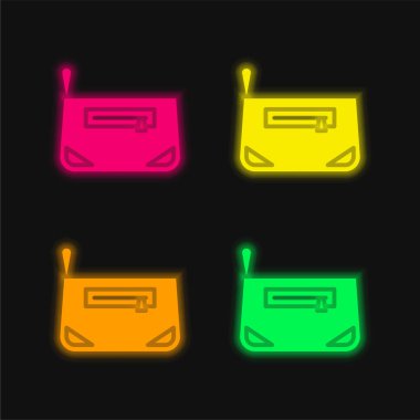 Dört renkli parlak neon vektör simgesi