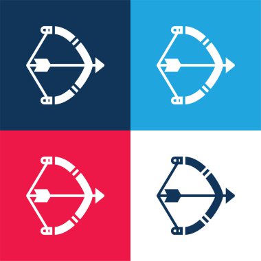 Baş mavi ve kırmızı dört renk minimal simge kümesi