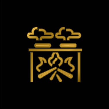 Şenlik ateşi altın kaplama metalik simge veya logo vektörü