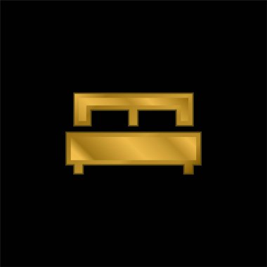 Yatak altın kaplamalı metalik simge veya logo vektörü