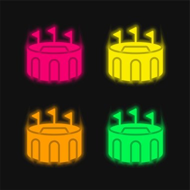 Arena dört renk parlayan neon vektör simgesi
