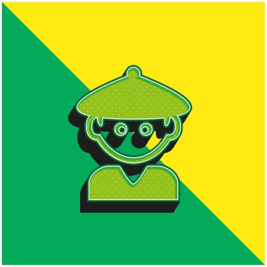 Çinli Şapkalı Çocuk Yeşil ve Sarı 3D vektör logosu