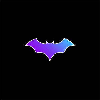 Bat Black Silhouette With Opened Wings blue gradient vector icon clipart