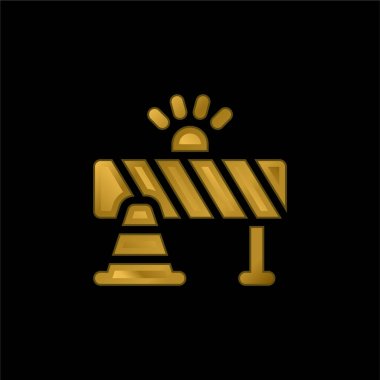 Barricade gold plated metalic icon or logo vector