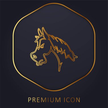 Kızgın At Suratı Görünümü Özet Altın Çizgi Logosu veya simgesi