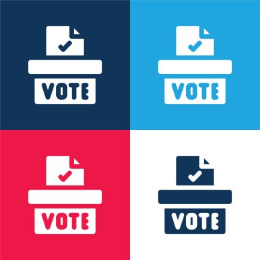 Ballot Box blue and red four color minimal icon set clipart