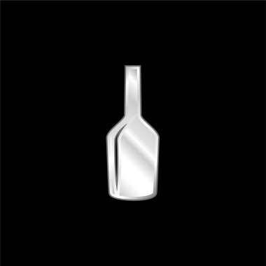 Kara Şarap Şişesi Cam Şişe Gümüş Kaplama Metalik Simge