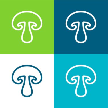 Büyük Mantar Düz Dört Renk En düşük simge kümesi