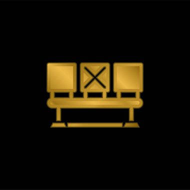 Bench gold plated metalic icon or logo vector clipart