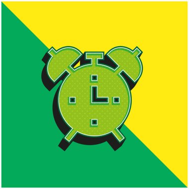 Alarm Saati Yeşil ve Sarı 3D vektör simgesi