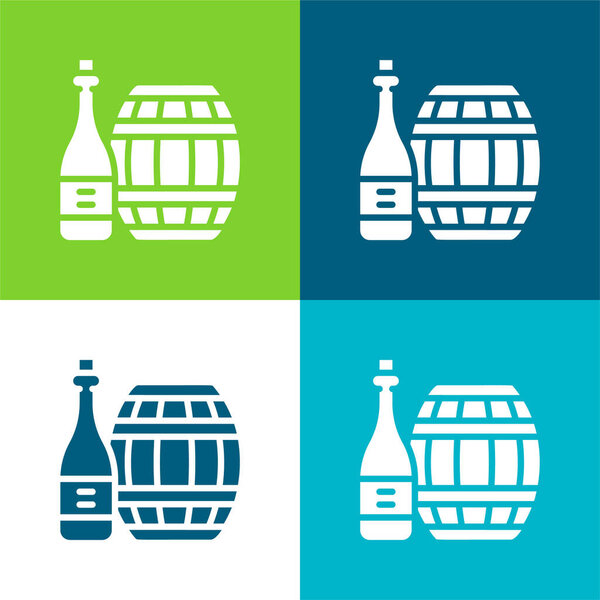Barrel Flat four color minimal icon set