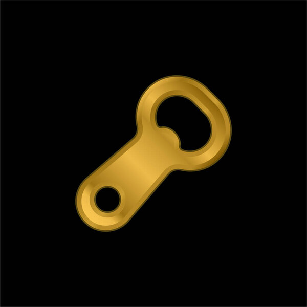 Bottle Opener gold plated metalic icon or logo vector