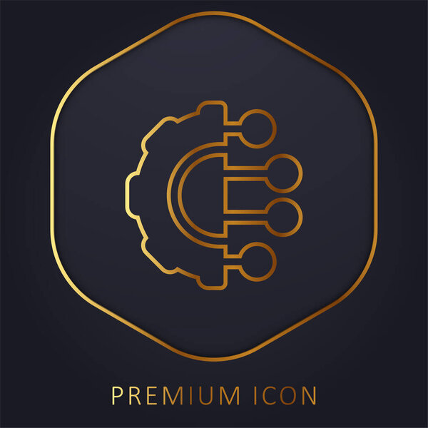 Artificial Intelligence golden line premium logo or icon