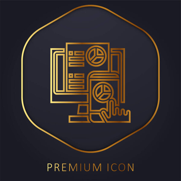Анализ золотой линии премиум логотипа или значка